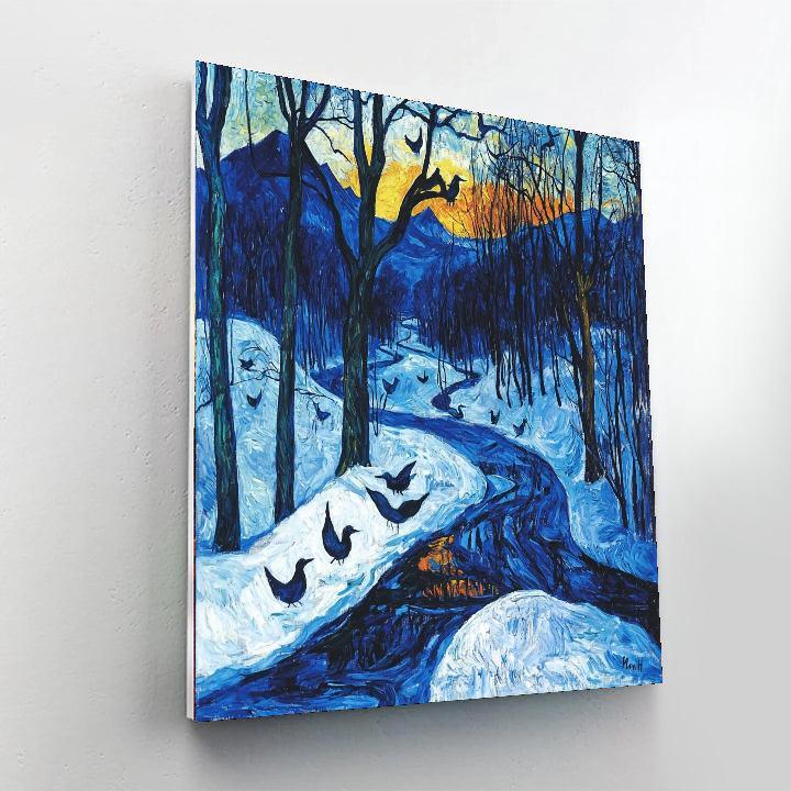 Edvard Munch Inspired Mythical Winter Solstice  Painting By Numbers Kit