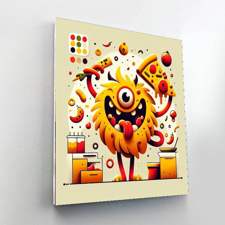 Silly Pizza Monster DIY Paint By Numbers