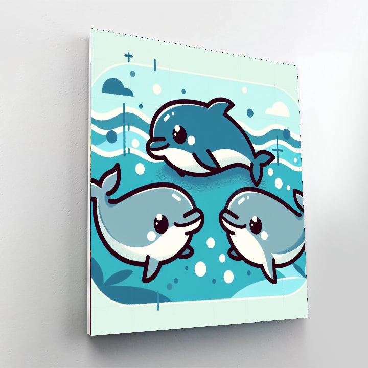Aquatic Dolphin Playtime Paint By Numbers Art