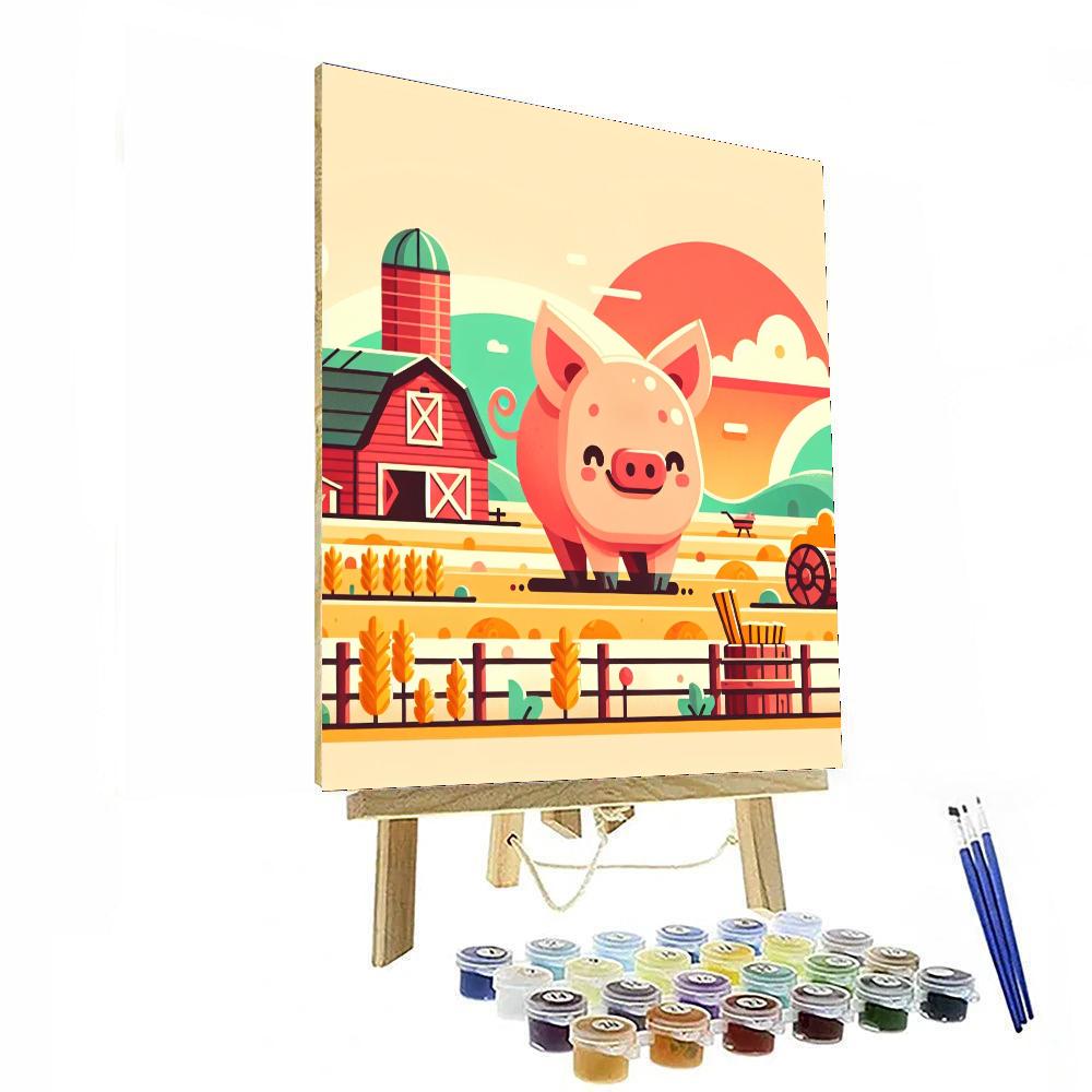 Jolly Farm Pig Numbered Painting Kits