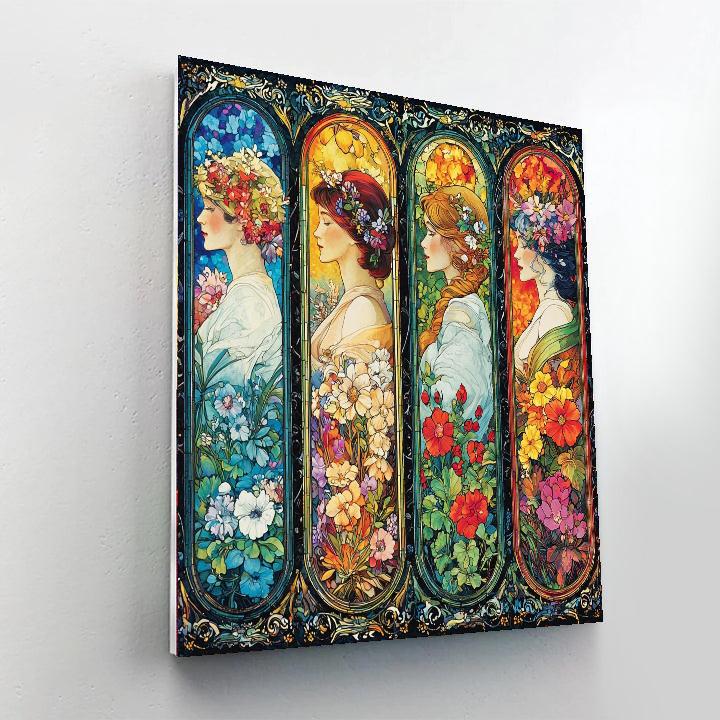 Alphonse Mucha Inspired Seasonal Serenade  Painting Number Kit