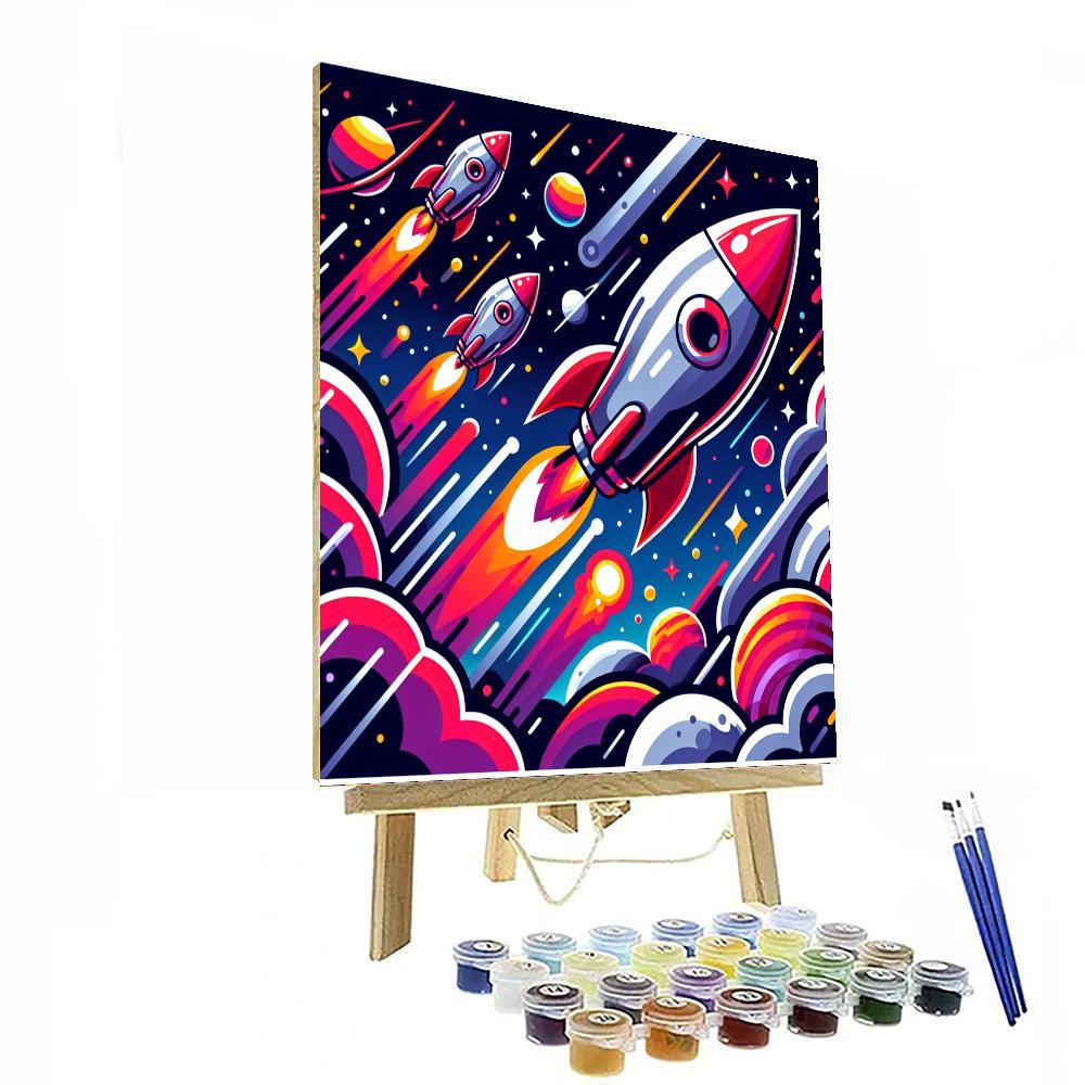 Space Rocket Racers Paint By Number
