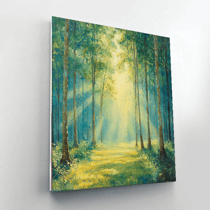 Claude Monet Inspired Tranquil Forest Sunrise  Number Painting