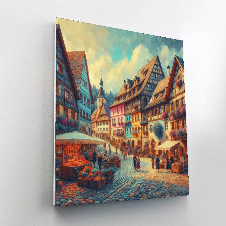 Historic European Village Number Painting