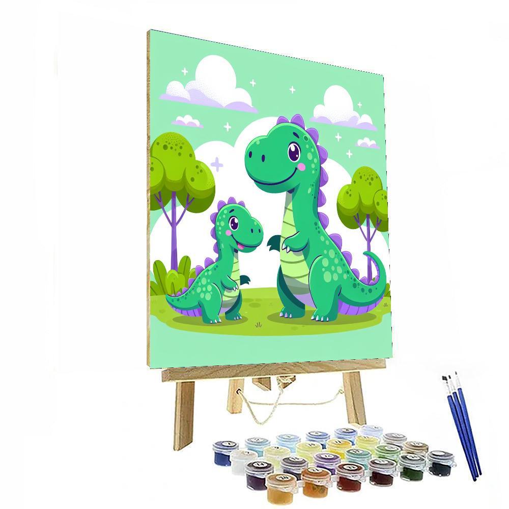 Happy Dinosaur Family Painting By Numbers Kit