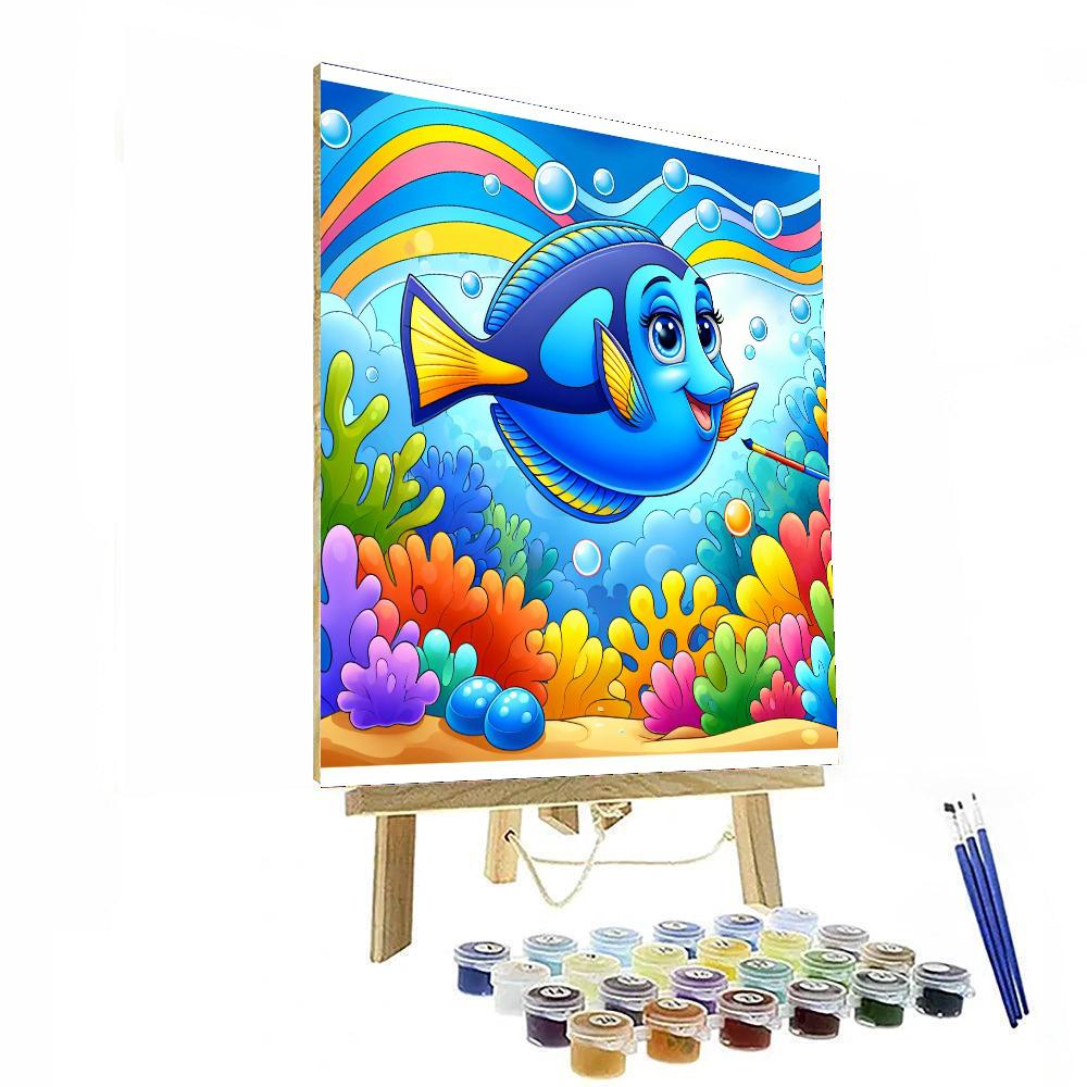 Bright Blue Tang Paint By Numbers Art