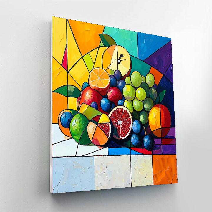 Paul Cézanne Inspired Abstract Fruit Symphony  Number Painting