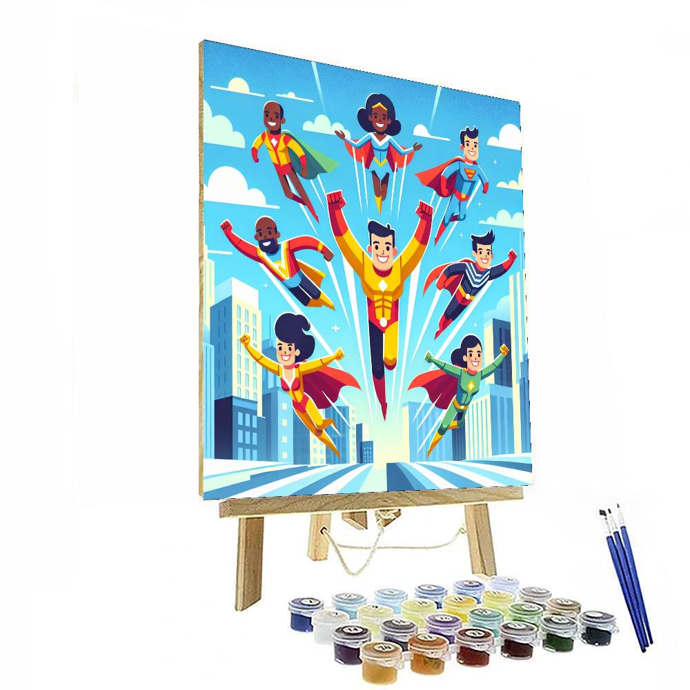 Silly Superheroes Unite Paint By Numbers Art