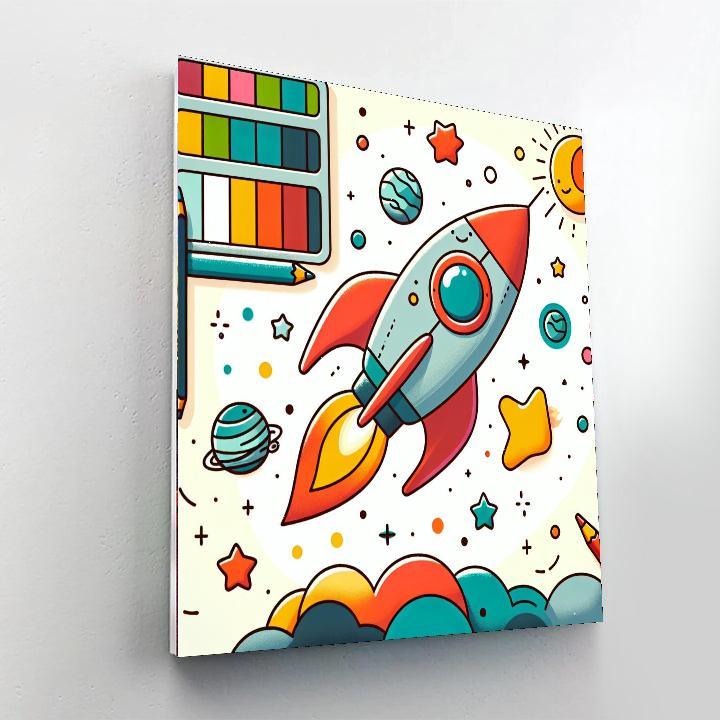 Funky Space Rocket Paint By Numbers