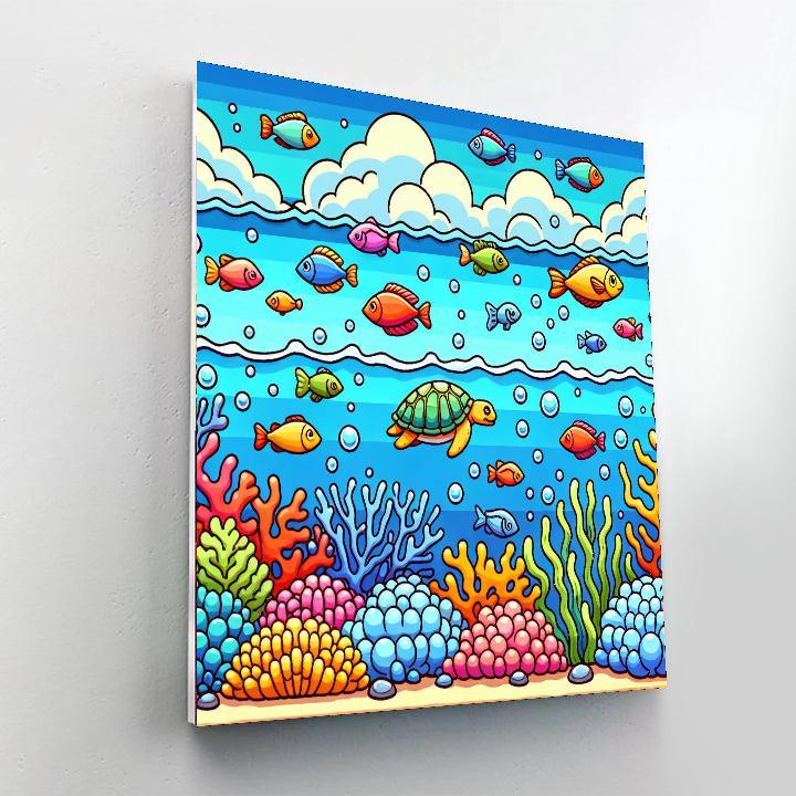Splashy Sea Life Paint By Numbers Art