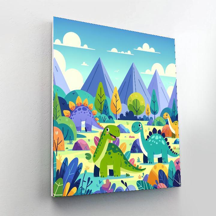 Joyful Dinosaurs In The Valley Painting By Numbers Kit