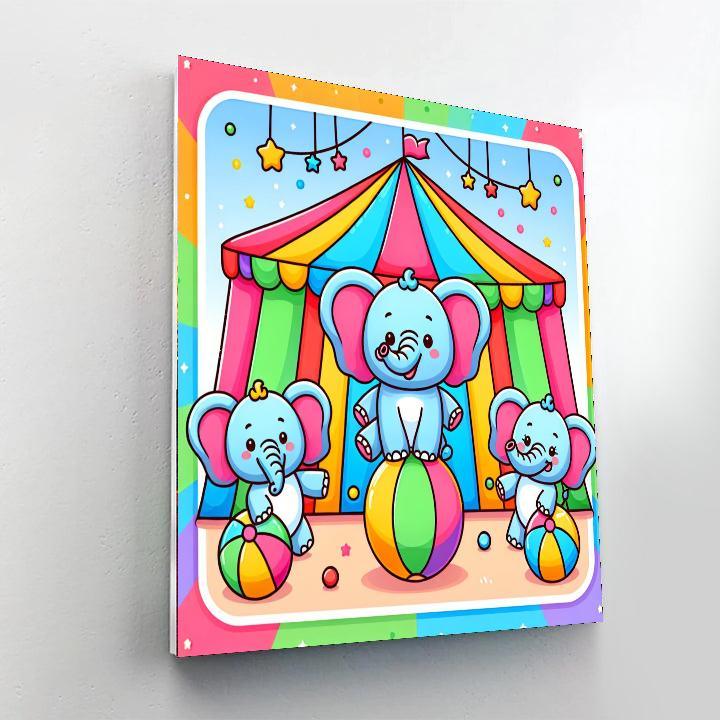 Funky Circus Elephants Painting By Numbers Kit