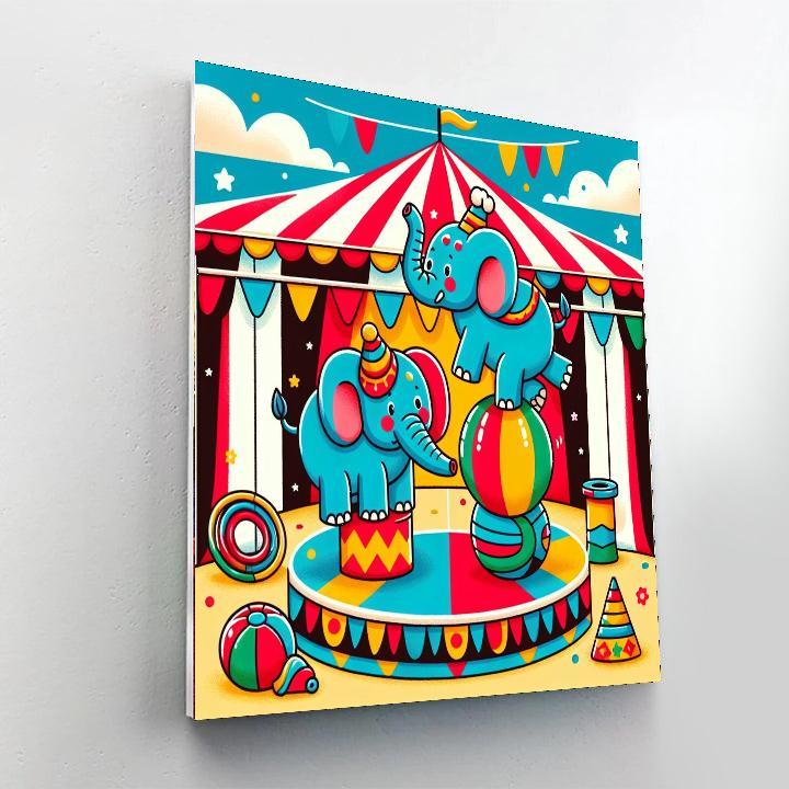 Circus Elephant Extravaganza Number Painting