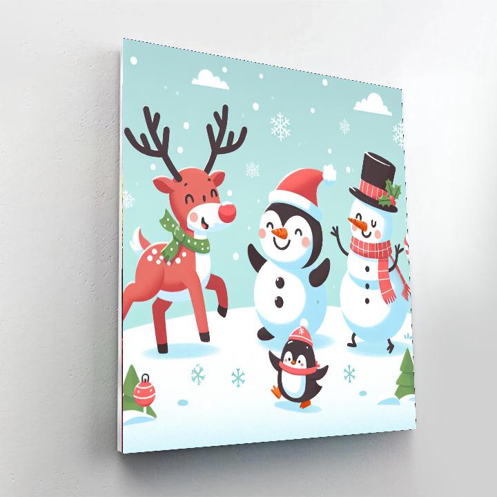 Merry Christmas Animals Numbered Painting Kits