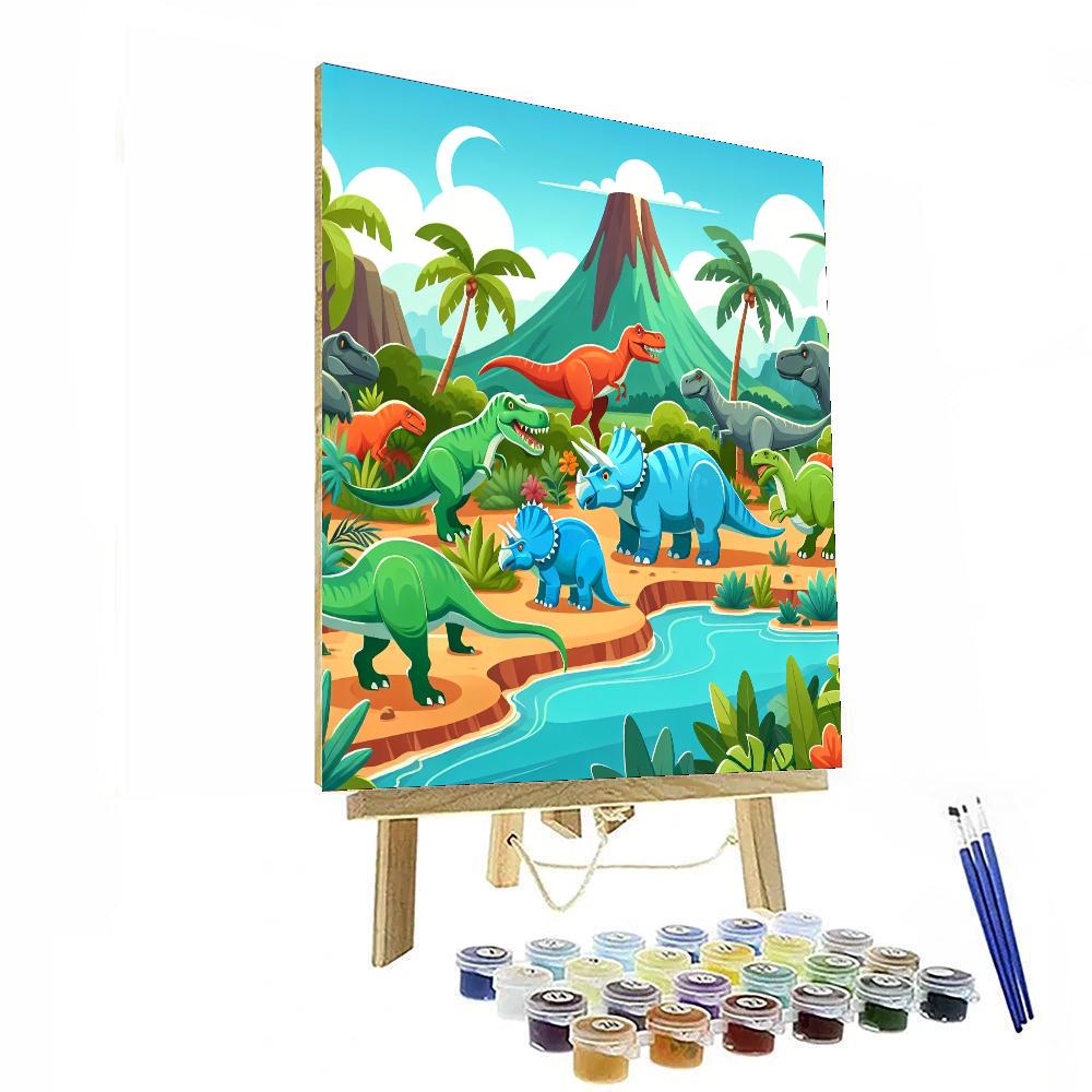 Colorful Dinosaur Safari Painting Number Kit