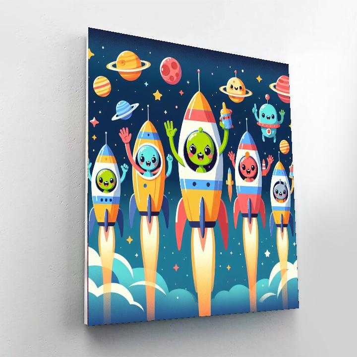 Space Odyssey With Rocket Friends DIY Paint By Numbers