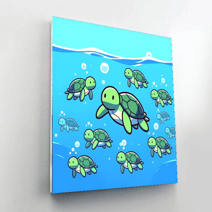 Cheerful Turtles Painting By Numbers Kit