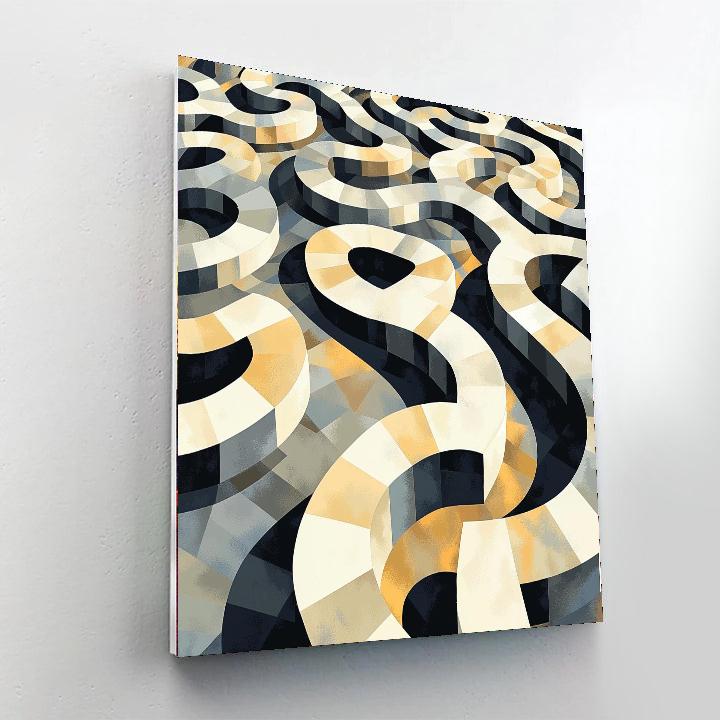 M.C. Escher Inspired Abstract Labyrinths  Numbered Painting Kits