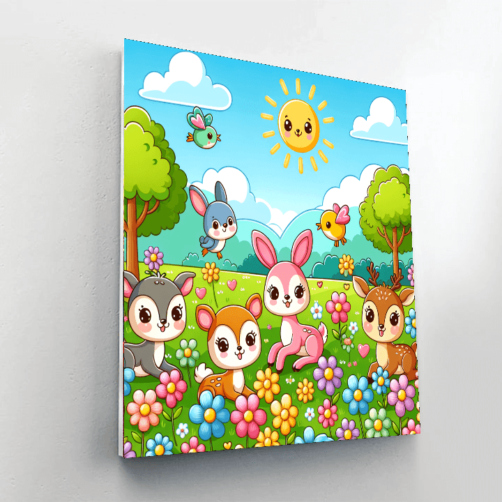 Cute Critters In The Meadow Number Painting