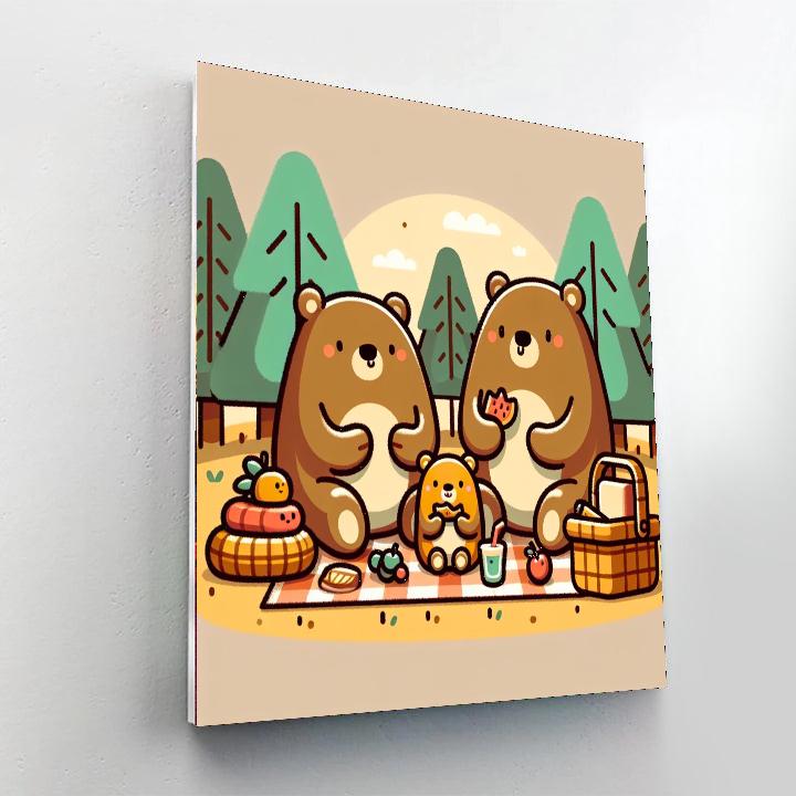 Blissful Bear Picnic Painting Number Kit