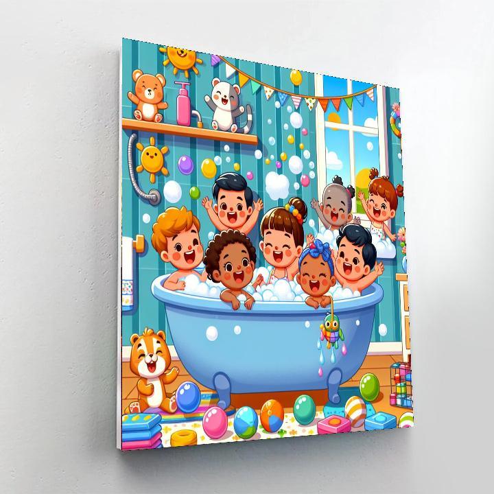 Bubbling Bath Time Joy Number Painting