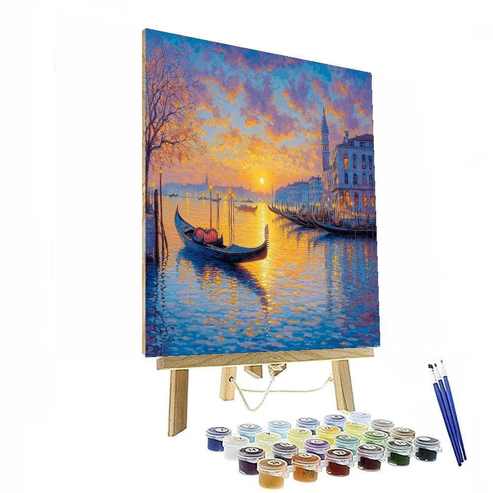 Giovanni Antonio Canal (Canaletto) Inspired Gondolas At Dawn  Number Painting