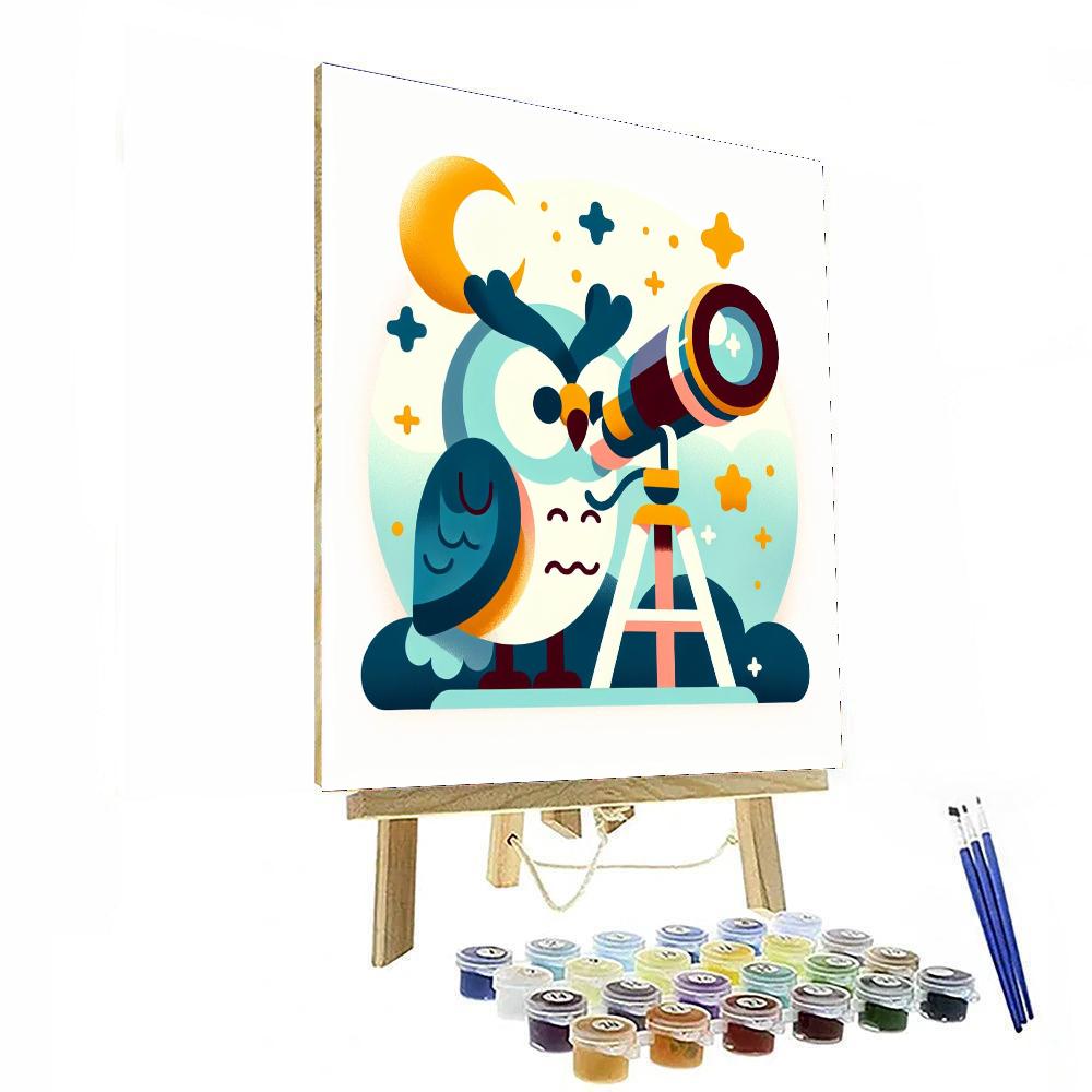 Wise Owl's Stargazing Night Paint By Numbers