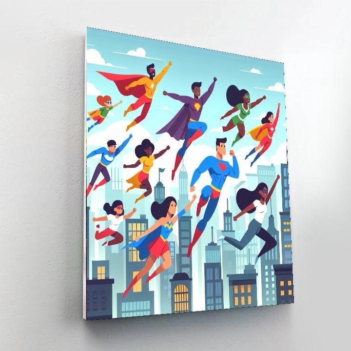 Superhero Action Team Paint By Numbers Art
