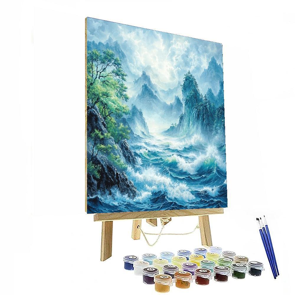 Zhao Mengfu Inspired Serenade Of Gentle Waves  Paint By Color