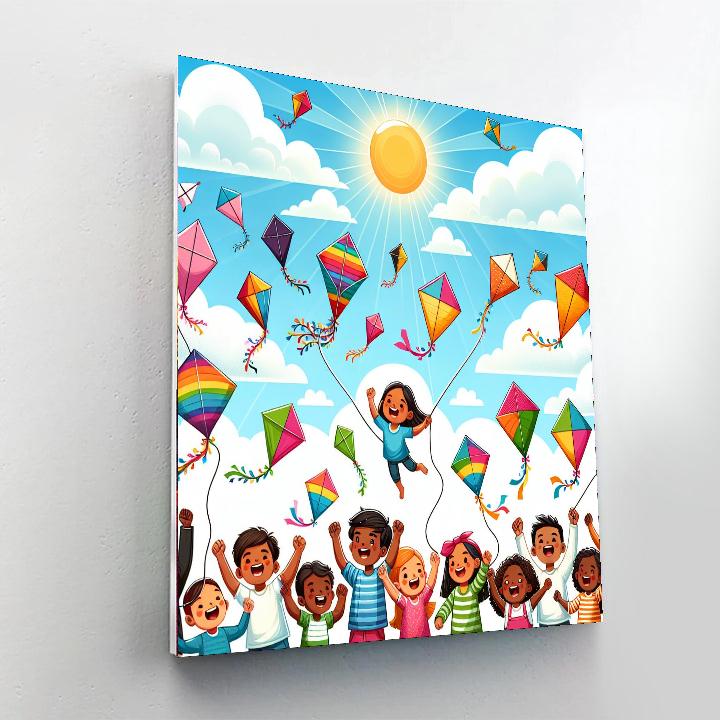 Vibrant Colorful Kites Painting By Numbers Kit