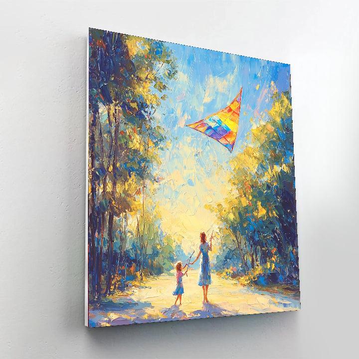 Kite Flying With Mother DIY Paint By Numbers