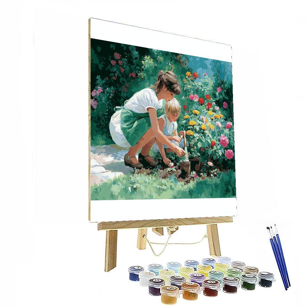 Mother And Child In The Garden Paint By Numbers Kits