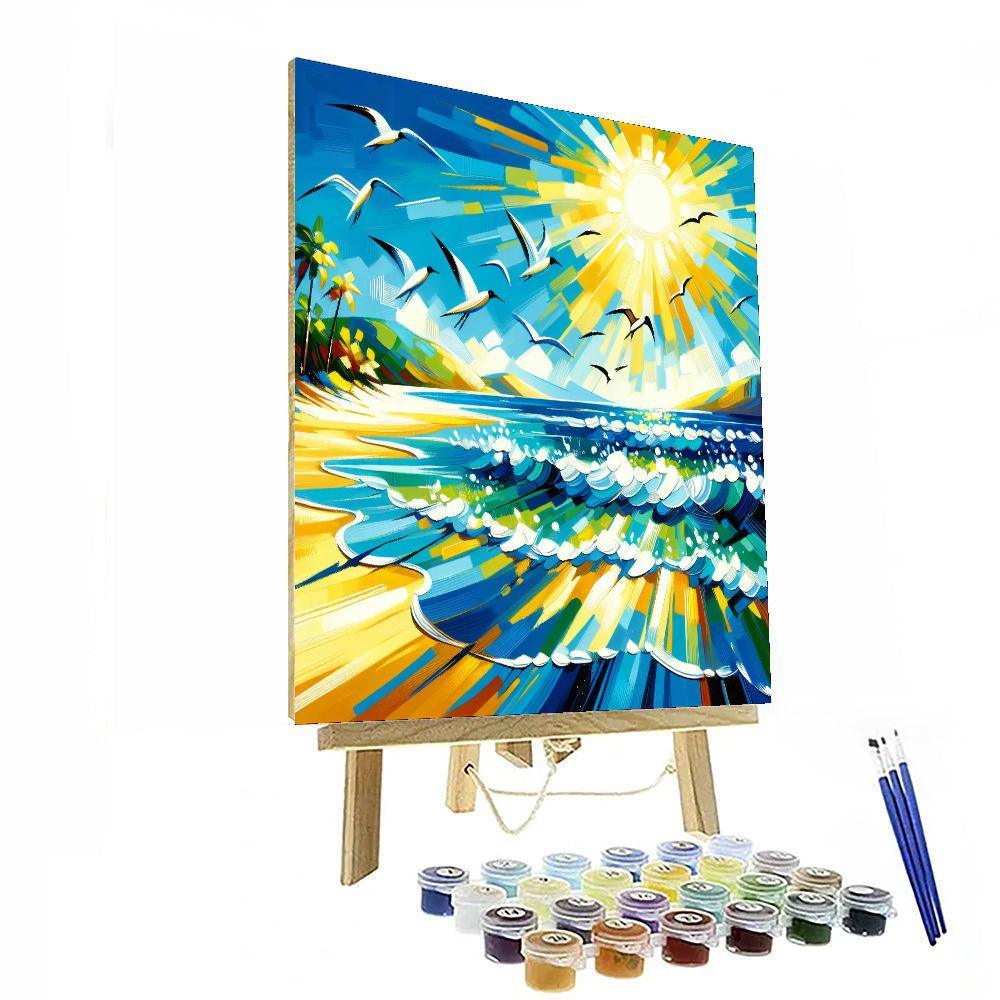 Sunny Coastal Paradise Paint By Numbers Art