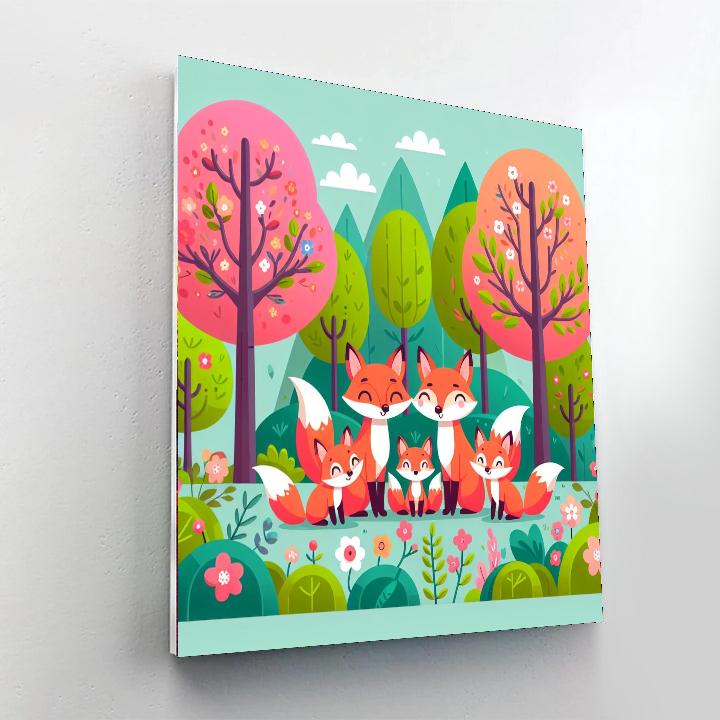 Whimsical Fox Family Numbered Painting Kits