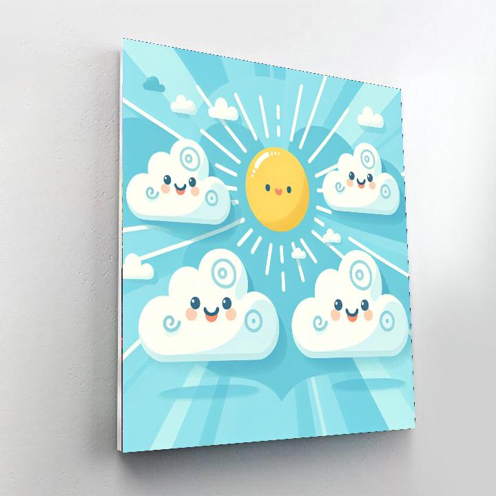 Curly Clouds Painting Number Kit