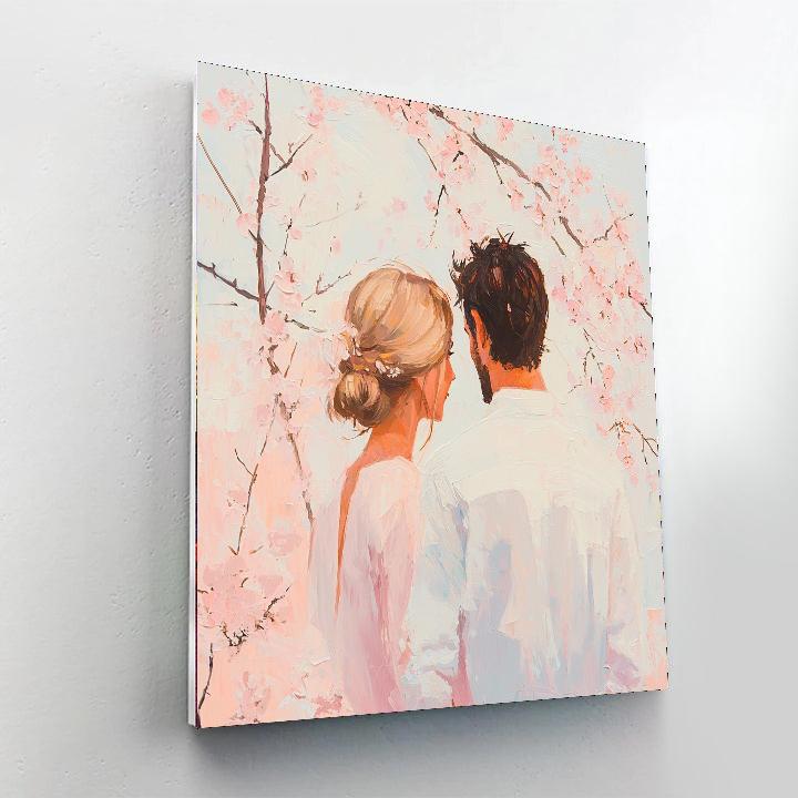 Mom's Hug Under Cherry Blossoms Paint By Numbers