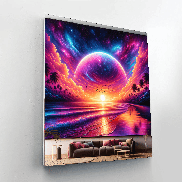 Radiant Sunset Over Ocean - DIY Painting By Numbers Kit