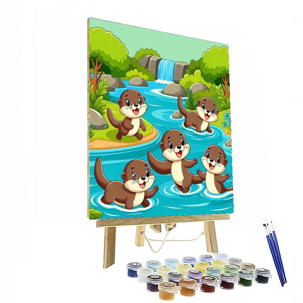 Playful Otter's River Romp Paint By Number