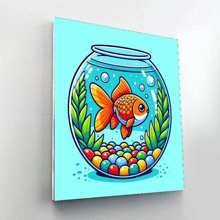 Charming Goldfish Bowl Painting By Numbers Kit