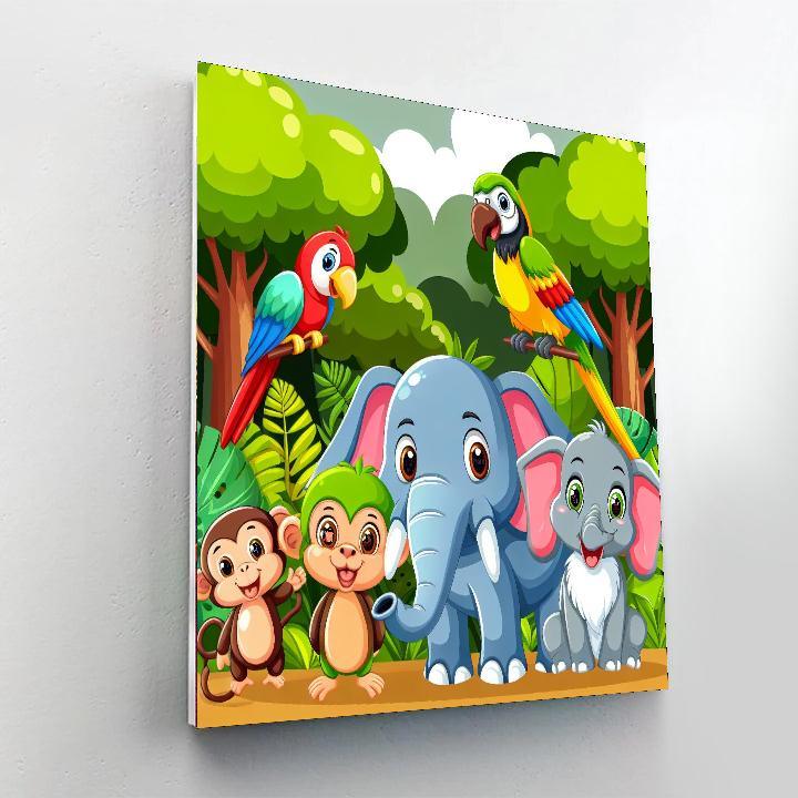 Friendly Jungle Creatures Paint By Numbers Art