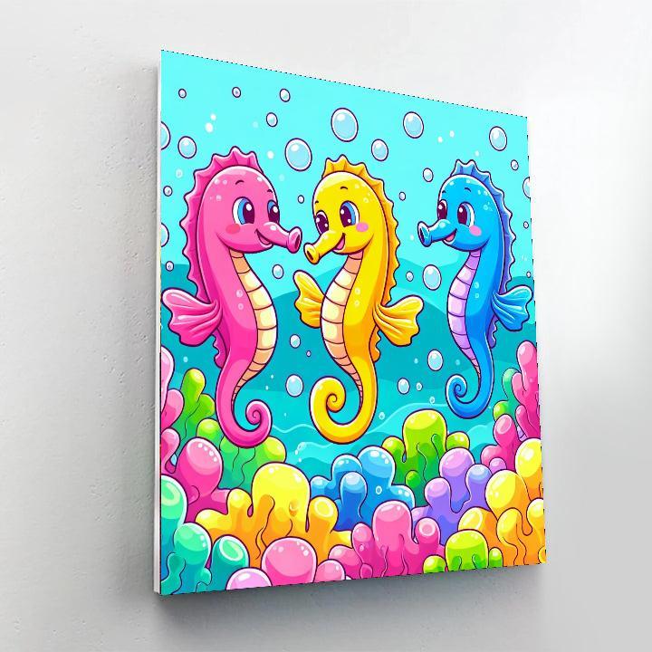 Silly Sea Horses Paint By Numbers Art