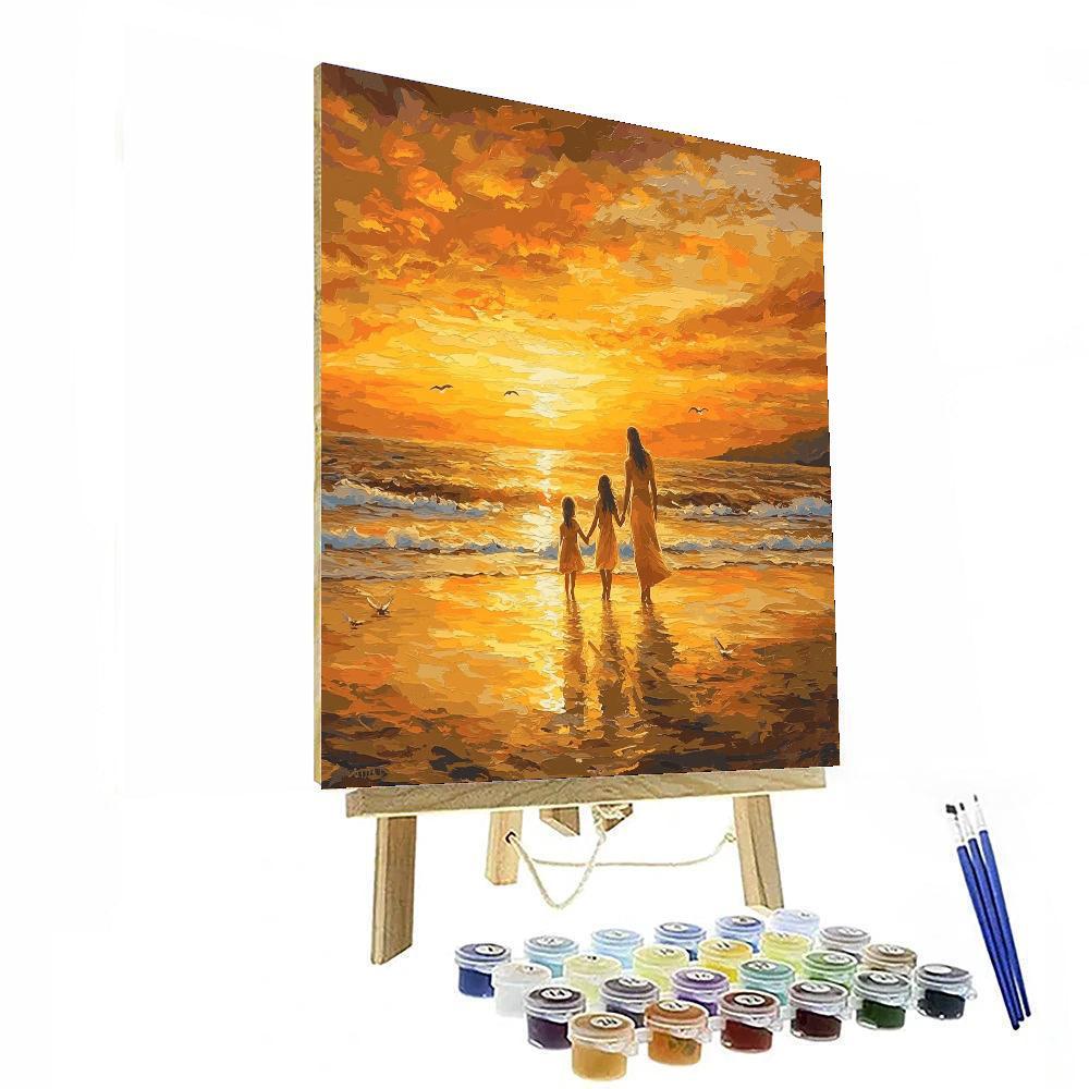 Sunset Stroll With Mama Number Painting
