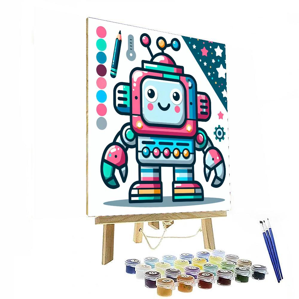 Jolly Robot Friend Paint By Numbers Art