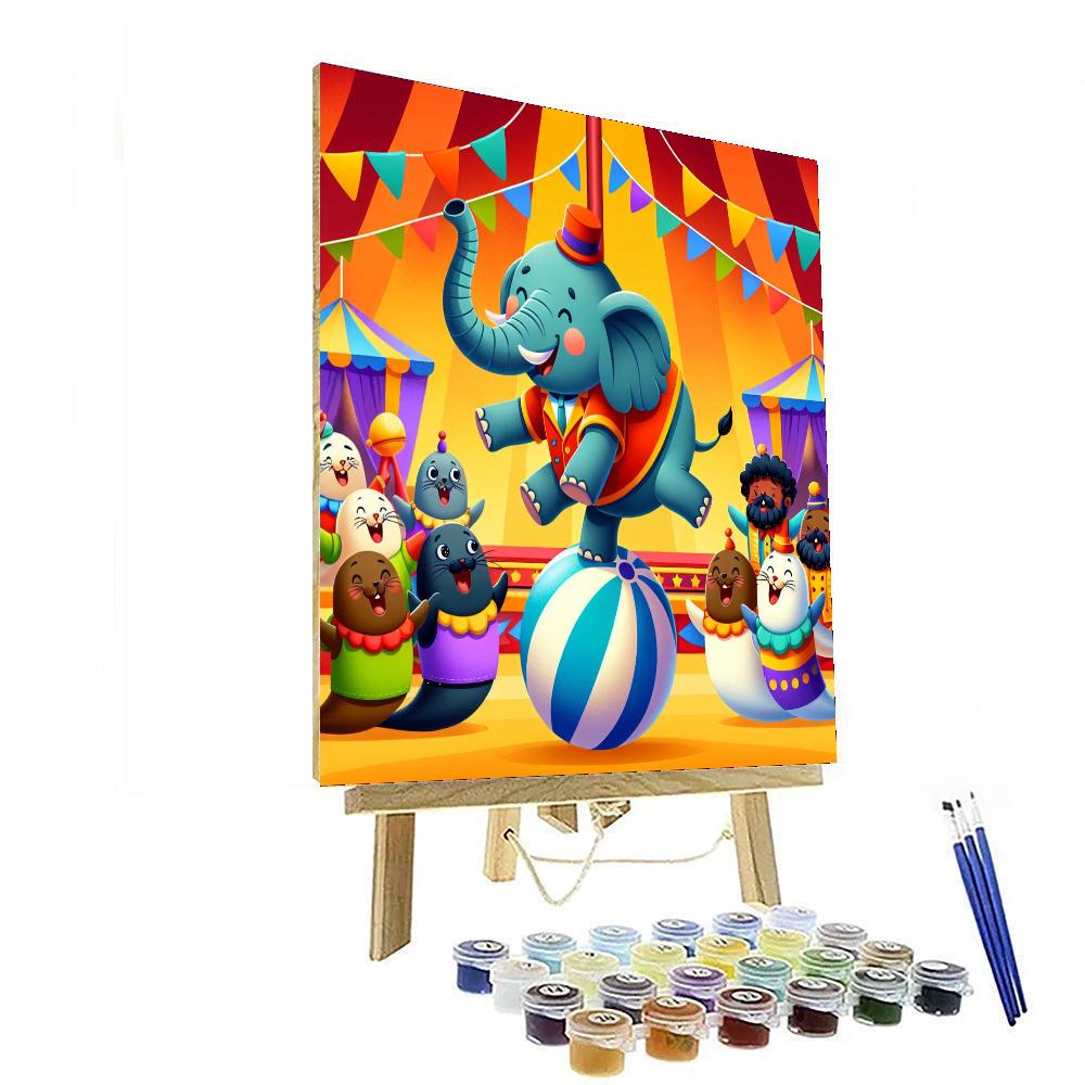 Cheerful Animal Circus Painting Number Kit