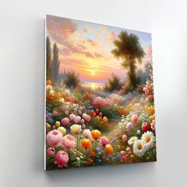 Dazzling Garden At Sunrise Painting Number Kit
