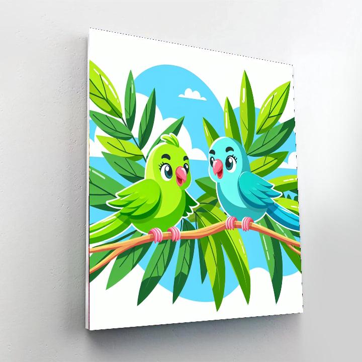 Playful Parakeets Paint By Numbers Art