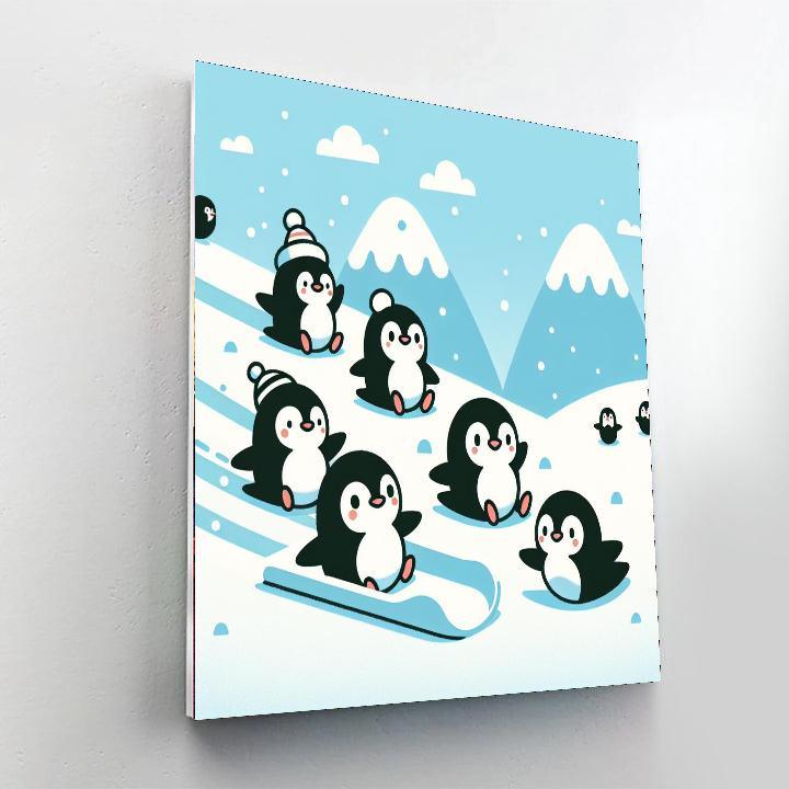 Snowy Penguin Parade Paint By Number
