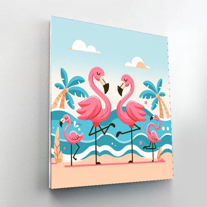 Frolicking Flamingos Fiesta Painting By Numbers Kit