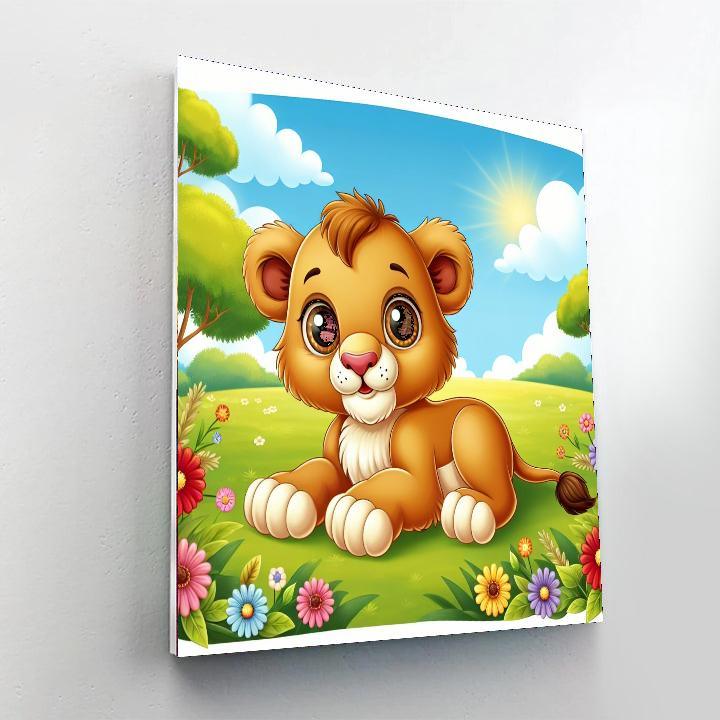 Cuddly Lion Cub Paint By Numbers Art