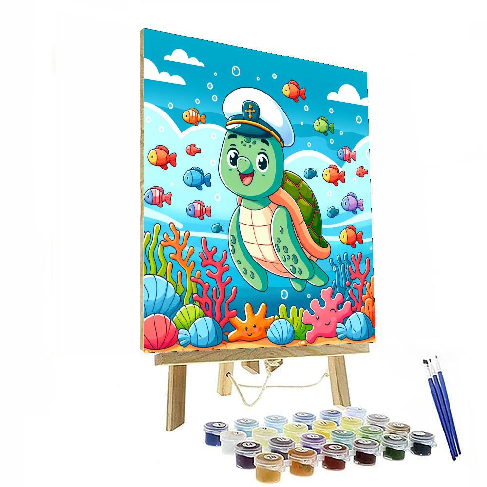 Undersea Expedition With Captain Sea Turtle Number Painting